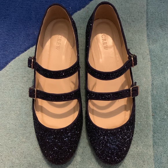 J. Crew Blue Glitter Shoes - Picture 1 of 4